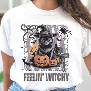 Funny Cat Witch Shirt, Feelin Witchy Halloween Shirt